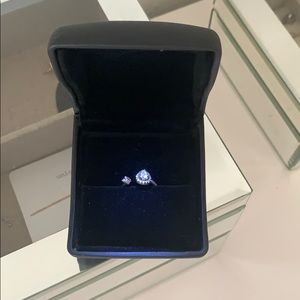 Fascinating Diamonds CZ pear ring and box